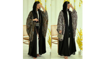 2025 New Muslim Women's Fashion Robe Caften Modest Two-piece Open Abaya with Hijab Batwing Sleeve Kaften Headscarf1