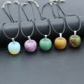 Handmade Craved 20MM Agate Apple Pendant Necklace