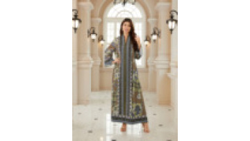 Vintage Dubai Paisley Floral Dress Muslim Long Loose Ramadan Jalabiya Ethnic Style Abaya Robe1