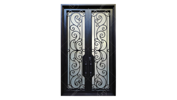 Luxury Wrought Iron Exterior Glass Double Front Doors