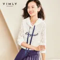 Vimly Spring Autumn Women Hoodie Sweatshirt Vintage Hooded Letter Print Lace Patchwork Casual Pullover Top Feminino 96555