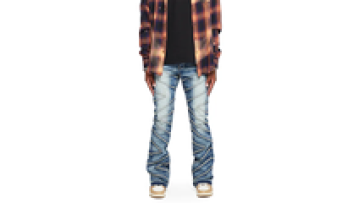 Fashion Custom Men Slim Fit Flare Stacked Acid Wash Jeans Mens Jean Trousers1