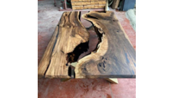 New Arrival Solid Walnut Wood Home Furniture Bedroom Hotel Villa Restaurant Kitchen Dining Room Table River Epoxy Resin Slab1