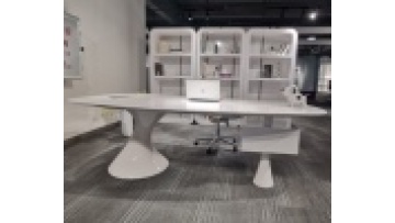 Special-shaped Design Unique Desk Feet with Drawers and Charging Cable Box Home Office Building School Executive Table1