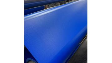 Livute 600gsm blue PVC high quality coating truck curtain tarpaulin materials is in production.