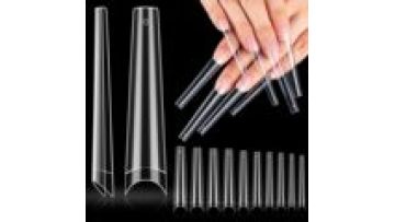 420pcs Clear Acrylic Coffin Shape No C Curve 3XL Long False Nails - SWETIDY Flattened Half Cover1