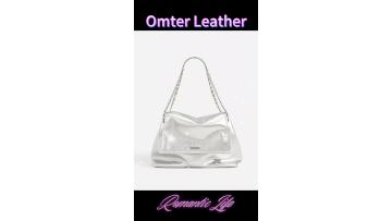 Shiny Silver Genuine Leather Women's Tote Bag