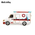 Wuli&baby Enamel Ambulance Car Broocohes Hospital Car Party Casual Brooch Pins Gifts