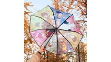 Customized Transparent Color Window Umbrella with logo Print Cartoon Rain Gear Long Straight Umbrella Custom logo Umbrella1