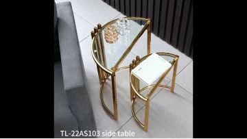 TL-22AS103 Gold-Tier Nesting Tables | Tempered Glass & Electroplated Steel