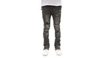 Men High Street Trendy Vintage Washing Old Made Destroy Ripped Hand Paint Sprinkling Denim Jeans1