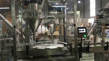 Automatic auger powder filling machine  2 heads high accuracy powder auger filler high speed with rotary turn table1