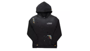 Custom Logo Distressed Paint Splatter French Terry High Quality Hoodie OEM No Strings Hoodies1