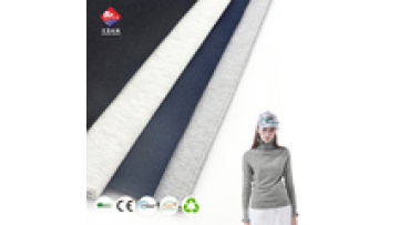 OEM Factory 66% Polyester 29%Cotton 5%Spandex Custom Plain Dyed 2*2 Rib Knit Fabric for Dress Blouse Shirt Garment1