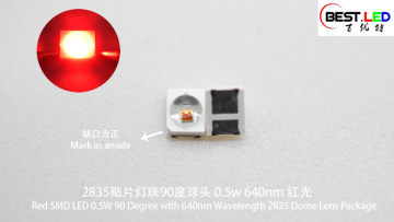 Red SMD LED 0.5W 90 Degree with 640nm Wavelength 