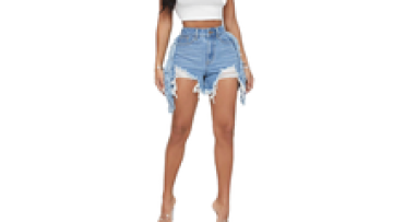 OEM High Quality Mature Ladies Sexy Blue Ruffle Denim Jean Shorts for Women1