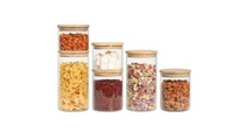 Odm / Oem Home Storage Glass Round Jar With Airtight Bamboo Lid For Food Storage1