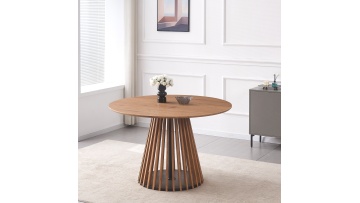 MDF Dining Table with Wood Texture & Black Base | Minimalist Scandinavian Small Space Solution