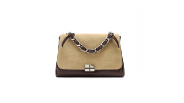 Niche Design Leather Color-Block Chocolate Tote