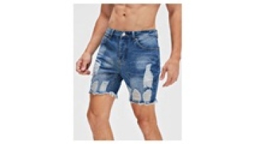 New Summer Side Pockets Mens Jeans Short Pants Light Blue Denim Badge Men's Shorts1