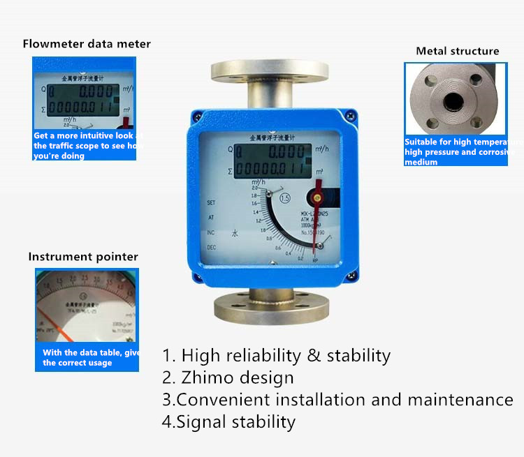 Metal tube float flow meter