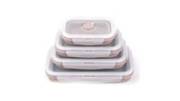 Wholesale Food grade 4pcs silicone foldable lunch box set folding Food storage container with lid1
