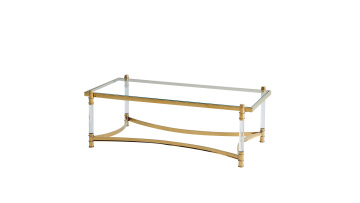 TL-AC09 Elegant Gold-Framed Coffee Table with Sleek Acrylic Supports