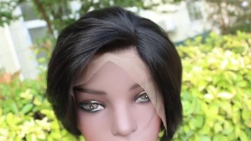 Top quality short straight human hair lace front bob wigs pixie cut virgin hair wig human hair toupee1