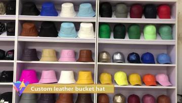 Red pu leather bucket hat wholesale blank red bucket hat for women1