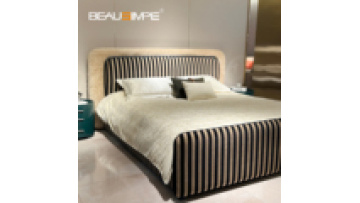 Italian Light Luxury Style Modern New Double Bed Luxury Fabric Solid Wood Villa Bedroom Bed Home Furniture King Size Bed1