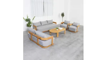 Tg Luxury Teak Wooden Furniture Patio Waterproof Garden Home Sofa Set Modern Hotel Outdoor Furniture1