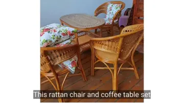 Bamboo Woven Balcony Railing Rattan Table and Chair Set1