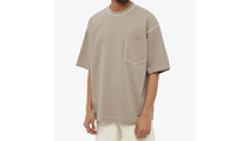 Tshirts with Pocket Cotton Custom Oversized Contrast Stitch Tshirt for Men1