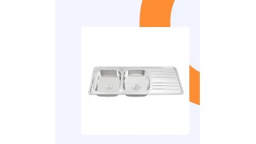 Hot Sale Equal Double Bowl Counter Mount Stainless Steel Kitchen Sink Drop-in SUS304 Sink Workstation with Big Drain Board1