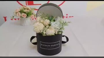 Custom Round Flowers Box Packaging Black