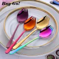 Creative Design Kitchen Tableware Tools 3 in 1 Stainless Steel Colorful Sporks Dessert Fork Spoon Noodles Salad Fruit Utensils