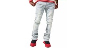 Custom Streetwear Slim Fit Denim Jeans Mujer For Men OEM Skinny Design Cotton Distressed Men Stacked Jeans1