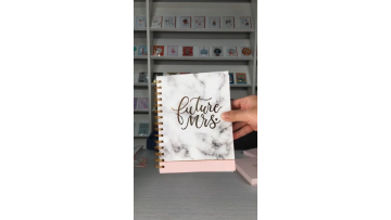 New Product Customized A5 Marbling Wedding Planner Custom Printing Hardcover Spiral Diary Journal Notebooks with Stickers1
