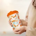 Eco Friendly Bamboo Fiber Travel Coffee Cup Mugs Biodegradable Cartoon Reusable Portable Kawaii Water Tea Bottle 590ml With Lid