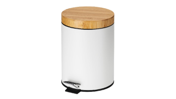 Round Bamboo Lid trash can