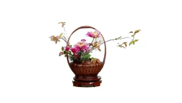 Chinese Flower Basket / Handwoven Bamboo Vase Basket1