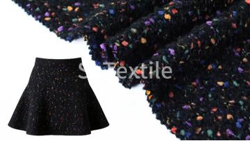 Fashionable Black color Dot Wool Polyester Blend Fashion Fabric for Women Suit