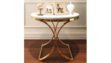 Modern living room furniture luxury gold stainless steel frame round marble top small coffee table sofa side table1