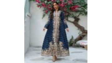 Ramadan Muslim Flower Printed Embroidery Abaya Sequin Dubai Stylish Maxi Dress Beading Loose Robe1