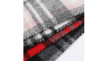 Winter warm textiles check woven coat polyester italian wool fabric white1