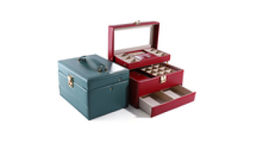 Hanhong custom logo leather carry stand zipper portable bag jewelry storage box travel case jewelry organizer1