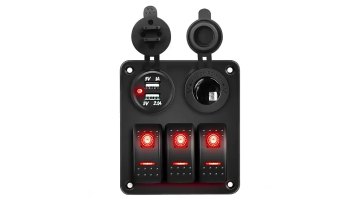 12V 24V 5 Gang Car BOAT Caravan Marine Rocker Switch Panel with Wire Kit1