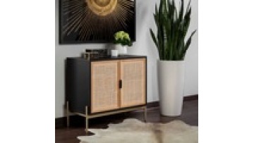 Factory wholesale side nordic style  modern natural door  designs storage  solid wood rattan  living room kitchen cabinet1