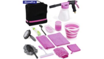 Multi-Functional Washing Products Microfiber Cloth Towel Brush Clean Car Care Kit Pink car cleaning kit1