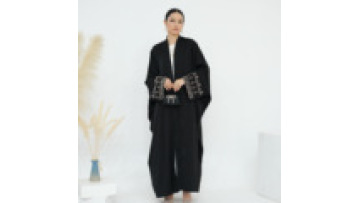 Turkish Beaded Islamic Cardigan Open Abaya Dubai Kaftan Robes Modest Muslim Kimono for Women1